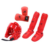 Maxbell Taekwondo Sparring Gear Set with Shin Guards Footgear for Taekwondo Sparring Red XS