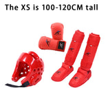 Maxbell Taekwondo Sparring Gear Set with Shin Guards Footgear for Taekwondo Sparring Red XS