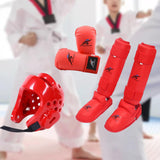 Maxbell Taekwondo Sparring Gear Set with Shin Guards Footgear for Taekwondo Sparring Red S