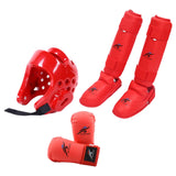 Maxbell Taekwondo Sparring Gear Set with Shin Guards Footgear for Taekwondo Sparring Red L