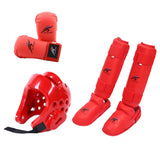 Maxbell Taekwondo Sparring Gear Set with Shin Guards Footgear for Taekwondo Sparring Red XL