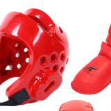 Maxbell Taekwondo Sparring Gear Set with Shin Guards Footgear for Taekwondo Sparring Red XL