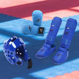 Maxbell Taekwondo Sparring Gear Set with Shin Guards Footgear for Taekwondo Sparring Blue XS