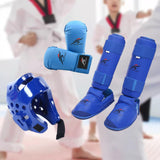 Maxbell Taekwondo Sparring Gear Set with Shin Guards Footgear for Taekwondo Sparring Blue XS
