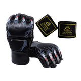 Maxbell Half Finger Boxing Gloves MMA Gloves for Punching Bag Muay Thai Martial Arts Black