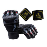 Maxbell Half Finger Boxing Gloves MMA Gloves for Punching Bag Muay Thai Martial Arts Black