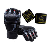 Maxbell Half Finger Boxing Gloves MMA Gloves for Punching Bag Muay Thai Martial Arts Black