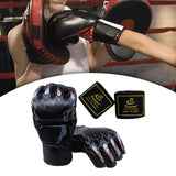 Maxbell Half Finger Boxing Gloves MMA Gloves for Punching Bag Muay Thai Martial Arts Black