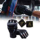 Maxbell Half Finger Boxing Gloves MMA Gloves for Punching Bag Muay Thai Martial Arts Black