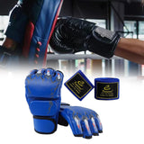 Maxbell Half Finger Boxing Gloves MMA Gloves for Punching Bag Muay Thai Martial Arts Blue