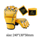 Maxbell Half Finger Boxing Gloves MMA Gloves for Punching Bag Muay Thai Martial Arts Yellow