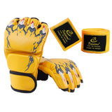 Maxbell Half Finger Boxing Gloves MMA Gloves for Punching Bag Muay Thai Martial Arts Yellow