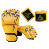 Maxbell Half Finger Boxing Gloves MMA Gloves for Punching Bag Muay Thai Martial Arts Yellow