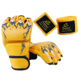 Maxbell Half Finger Boxing Gloves MMA Gloves for Punching Bag Muay Thai Martial Arts Yellow