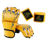 Maxbell Half Finger Boxing Gloves MMA Gloves for Punching Bag Muay Thai Martial Arts Yellow