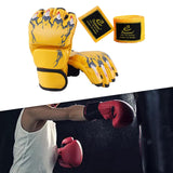 Maxbell Half Finger Boxing Gloves MMA Gloves for Punching Bag Muay Thai Martial Arts Yellow