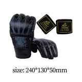 Maxbell Half Finger Boxing Gloves MMA Gloves for Punching Bag Muay Thai Martial Arts Black Skeleton