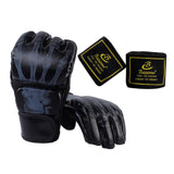 Maxbell Half Finger Boxing Gloves MMA Gloves for Punching Bag Muay Thai Martial Arts Black Skeleton