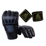 Maxbell Half Finger Boxing Gloves MMA Gloves for Punching Bag Muay Thai Martial Arts Black Skeleton