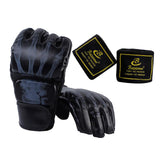 Maxbell Half Finger Boxing Gloves MMA Gloves for Punching Bag Muay Thai Martial Arts Black Skeleton