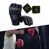 Maxbell Half Finger Boxing Gloves MMA Gloves for Punching Bag Muay Thai Martial Arts Black Skeleton