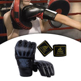 Maxbell Half Finger Boxing Gloves MMA Gloves for Punching Bag Muay Thai Martial Arts Black Skeleton