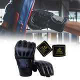 Maxbell Half Finger Boxing Gloves MMA Gloves for Punching Bag Muay Thai Martial Arts Black Skeleton