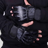 Maxbell Half Finger Boxing Gloves MMA Gloves for Punching Bag Muay Thai Martial Arts Black Skeleton