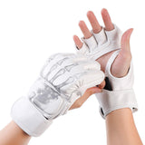 Maxbell Half Finger Boxing Gloves MMA Gloves for Punching Bag Muay Thai Martial Arts White Skeleton