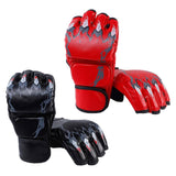 Maxbell 2 Pairs Mma Gloves Half Finger Boxing Gloves for Training Sanda Punching Bag Red and Black