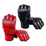 Maxbell 2 Pairs Mma Gloves Half Finger Boxing Gloves for Training Sanda Punching Bag Red and Black