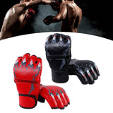 Maxbell 2 Pairs Mma Gloves Half Finger Boxing Gloves for Training Sanda Punching Bag Red and Black