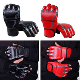 Maxbell 2 Pairs Mma Gloves Half Finger Boxing Gloves for Training Sanda Punching Bag Red and Black