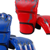 Maxbell 2 Pairs Mma Gloves Half Finger Boxing Gloves for Training Sanda Punching Bag Red and Blue