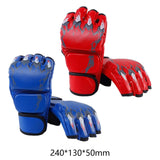 Maxbell 2 Pairs Mma Gloves Half Finger Boxing Gloves for Training Sanda Punching Bag Red and Blue
