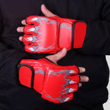 Maxbell 2 Pairs Mma Gloves Half Finger Boxing Gloves for Training Sanda Punching Bag Red and Blue