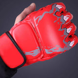 Maxbell 2 Pairs Mma Gloves Half Finger Boxing Gloves for Training Sanda Punching Bag Red and Blue