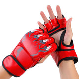 Maxbell 2 Pairs Mma Gloves Half Finger Boxing Gloves for Training Sanda Punching Bag Red and Blue