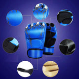 Maxbell 2 Pairs Mma Gloves Half Finger Boxing Gloves for Training Sanda Punching Bag Red and Blue