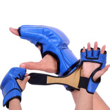 Maxbell 2 Pairs Mma Gloves Half Finger Boxing Gloves for Training Sanda Punching Bag Red and Blue