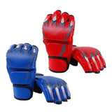 Maxbell 2 Pairs Mma Gloves Half Finger Boxing Gloves for Training Sanda Punching Bag Red and Blue