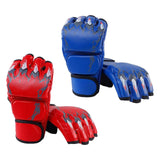 Maxbell 2 Pairs Mma Gloves Half Finger Boxing Gloves for Training Sanda Punching Bag Red and Blue
