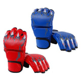 Maxbell 2 Pairs Mma Gloves Half Finger Boxing Gloves for Training Sanda Punching Bag Red and Blue