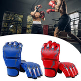 Maxbell 2 Pairs Mma Gloves Half Finger Boxing Gloves for Training Sanda Punching Bag Red and Blue