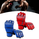 Maxbell 2 Pairs Mma Gloves Half Finger Boxing Gloves for Training Sanda Punching Bag Red and Blue