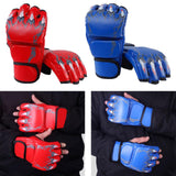 Maxbell 2 Pairs Mma Gloves Half Finger Boxing Gloves for Training Sanda Punching Bag Red and Blue