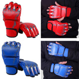 Maxbell 2 Pairs Mma Gloves Half Finger Boxing Gloves for Training Sanda Punching Bag Red and Blue