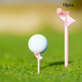 Maxbell 16Pcs Golf Tees Oblique Insertion 10 Degrees Golf Tees Golf Ball Holder 83mm Pink