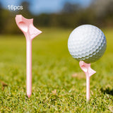 Maxbell 16Pcs Golf Tees Oblique Insertion 10 Degrees Golf Tees Golf Ball Holder 83mm Pink