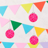 Maxbell 3x Pickleball Ornament Set Key Chains Holder for Wallets Birthday Gifts Keys Pink